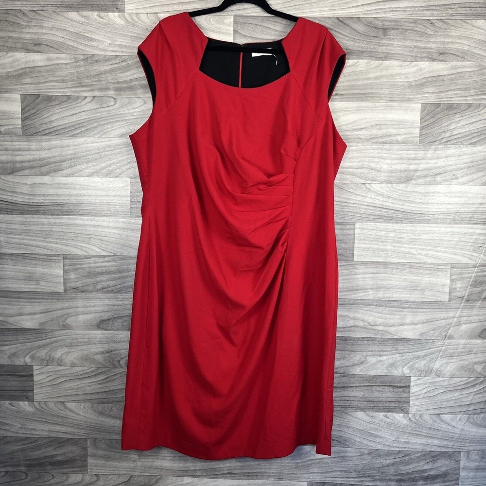 Calvin Klein Dress Womens XL Red Career Sleeveless Rushing Modest‎ Mature Staple